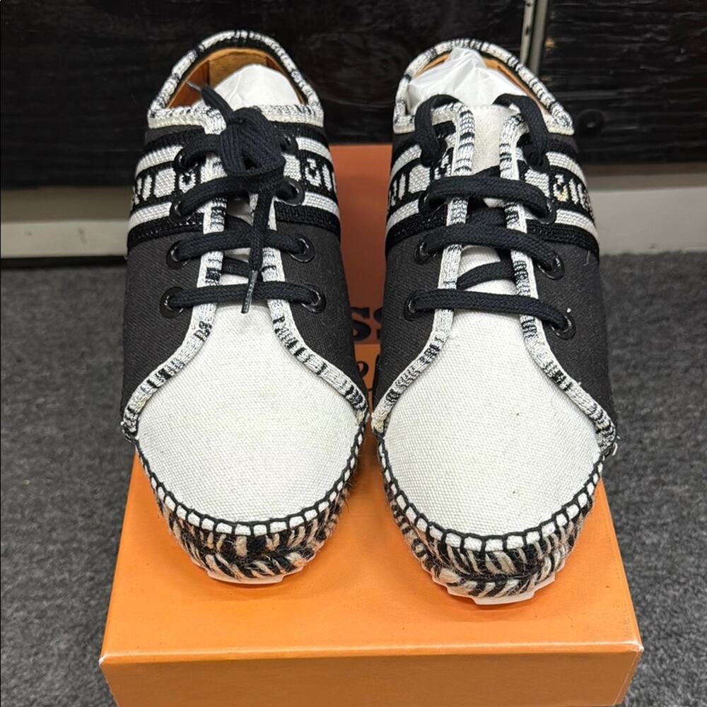 NWT Missoni Men's Black White Lace Up Espadrille Sneaker Shoes Size 36 US 6